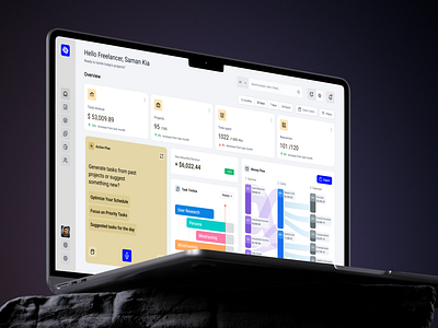 Freelancer Dashboard – Productivity and Financial Insigts business analytics clean ui dashboard design data visualization design exploration financial insights freelancer dashboard freelancer tools minimal design money flow productivity dashboard project management task prioritization ui ui dashboard ui design user experience user interface ux design