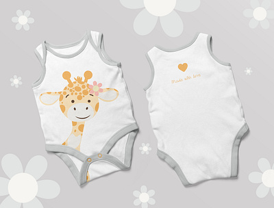 design for a baby bodysuit with a giraffe animals baby baby bodysuit babyfashion babystyle design giraffe graphic design illustration vector