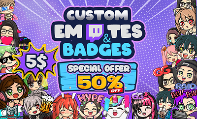 discount 50% off custom twitch emotes art big sale chibi cute discord discount emoji emotes facebook free kick mega sale off png tuber special offer streamer tiktok twitch emotes vtuber youtube