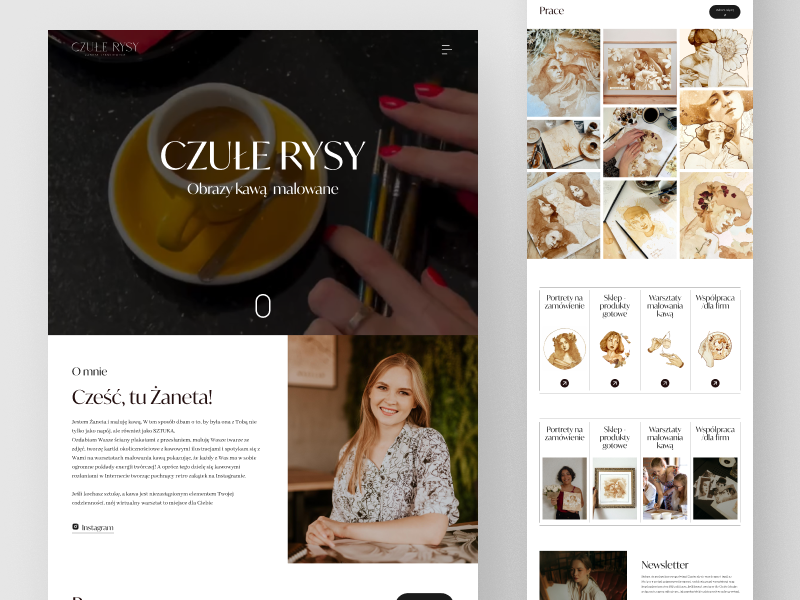 Artist Portfolio Website Landing page Design artist portfolio coffee artist figma landing page design landingpage ui ui design website concept website design