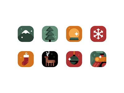 Winter icons christmas cold december deer design geometric graphic design holiday illustration nature november snow snowflake soon train tree vector winter