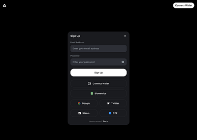 Fun - Sign Up connect wallet design sign up ui web3