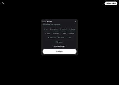 Seed phrase blockchain crypto design seed phrase ui web3