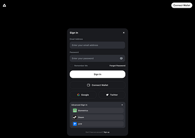 Sign In blockchain crypto design sign in ui web3