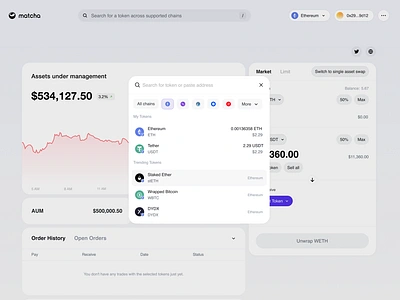 Matcha X 31Third - Multi asset swap 31third blockchain crypto dashboard design matcha multi asset swap ui web3