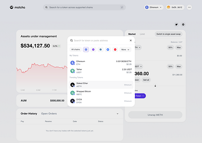 Matcha X 31Third - Multi asset swap 31third blockchain crypto dashboard design matcha multi asset swap ui web3