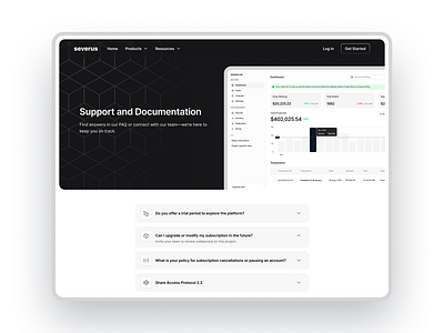Severus FAQ black dashboard design faq ui ux web white