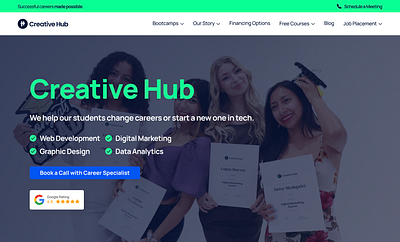 Creative Hub Academy Hero Section academy hero section landing page webdesign