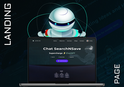 JARVIS - Chat SearchNSave Landing Page ai ai landing page design extension landing page ui ui ux ux website design