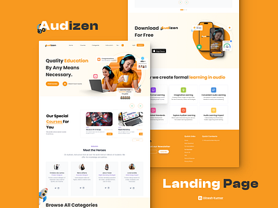 Audizen - Landing page audio learning design education website landing page ui ui design ui ux web design website