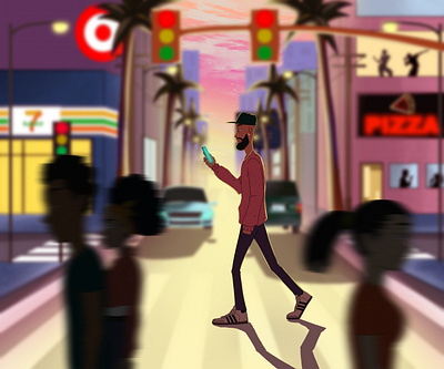 Crossing Street 2d art illustration