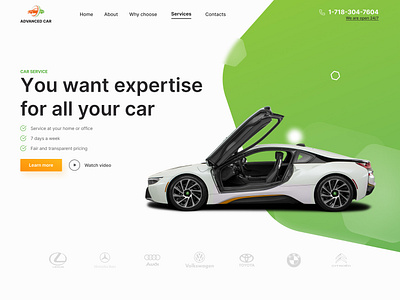 Car service "Advanced car" automotive car car service cars figma one page repair user inteface uxui vehicle web design