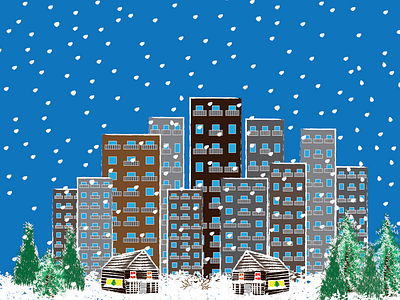 snow hometown illustration snow