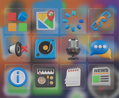 UI GENERAL 3d 3d icons audio blender chat bubble graphic design icon icons illustration info app location menu button newd radio app recorder reloading share ui ui general user interface