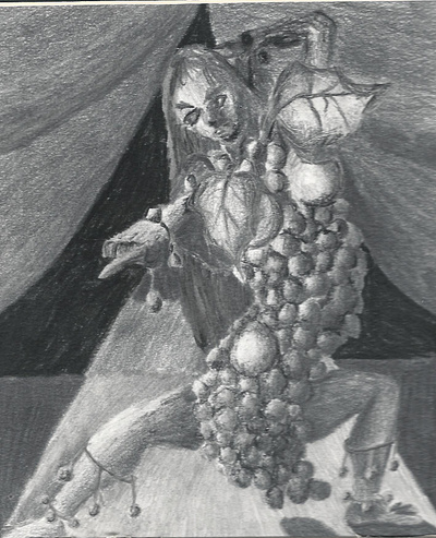 Grape Woman abstract blackandwhite. dancer grape grapesketch pencilsketch pose surreal woman