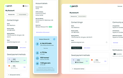 Perch Energy My Account app design graphic design interface responsive design ui