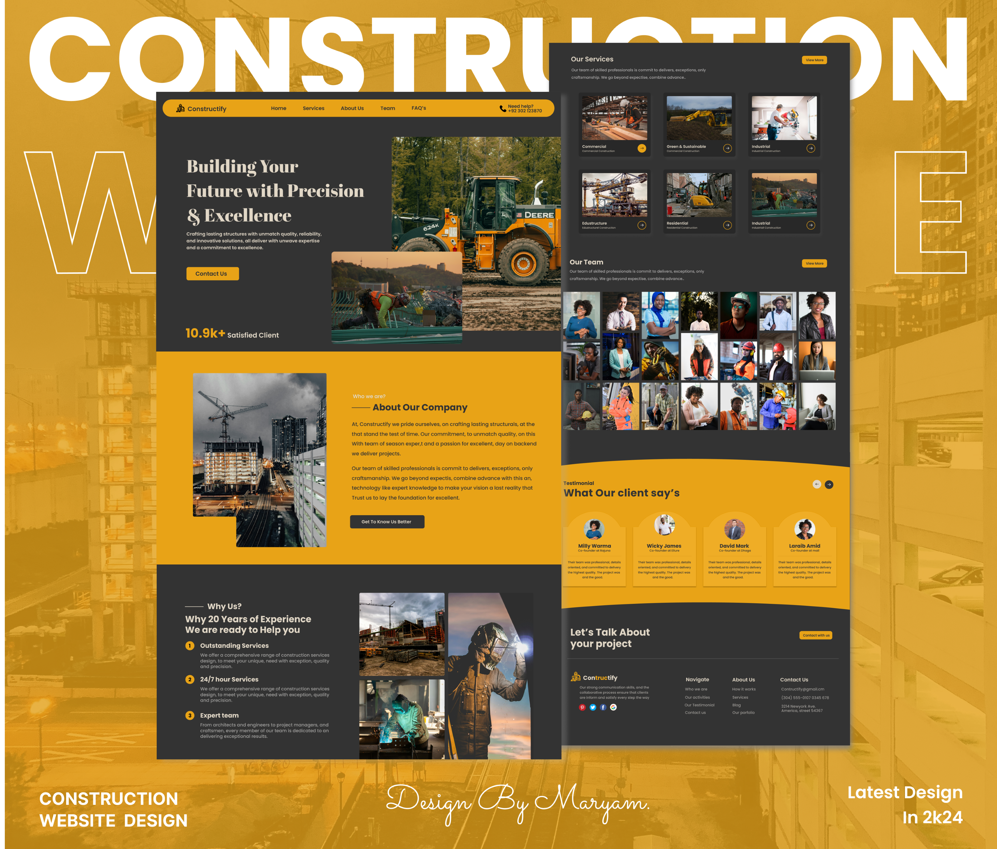 Construction Website Landing Page UI Design branding constructionwebsite designinspiration landingpageui modernui realestatewebsite uicreative uidesign uitrend uiux webdesign