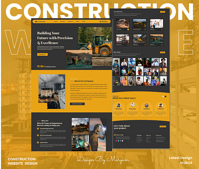 Construction Website Landing Page UI Design branding constructionwebsite designinspiration landingpageui modernui realestatewebsite uicreative uidesign uitrend uiux webdesign