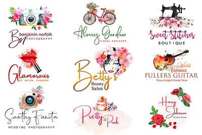 Feminine watercolor logo design beauty cosmetic logo beauty salon logo feminine logo feminine watercolor logo design hair extension logo handdrawn logo signature logo design signaturelogo watercolor logo