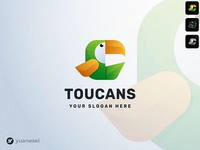 TOUCAN LOGO DESIGN animal logo app bird logo colourful logo education esport logo gradient logo graphic designer logo logo designer logo maker parrot toucan ui ux