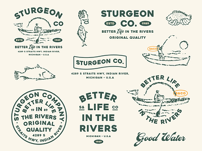 Sturgeon Co. branding fishing logo lettering logo logo template outdoor retro type typography vintage