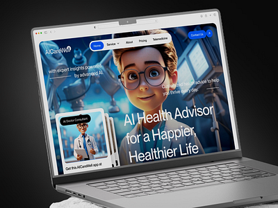 AICareWell - AI SaaS Landing Page 3d advisor ai consultant doctor health care home page hospital landing page life medical care medicine modern saas science ui ux web design website website design