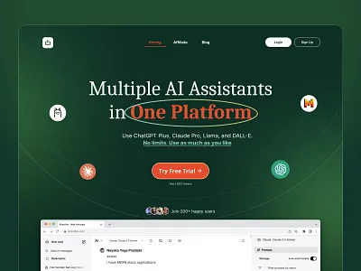 AI Assistants Web Page ai web design landing page minimalist platform ui design ux web design