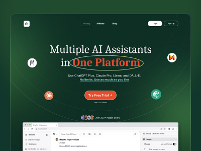 AI Assistants Web Page ai web design landing page minimalist platform ui design ux web design