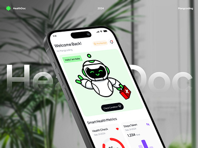 HealthDoc - AI Application Health ai ai app ai bot ai bot healt ai bussiness app ai chat bot ai health app developer app healthy chat ai clean doctor health app health ai healthy illustration mobile app ui ui designer