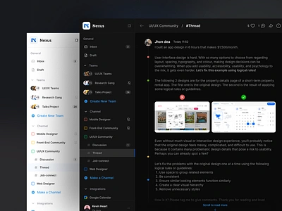 Thread Collaboration App app b2b cansaas chat chat messenger clean collaboration collaboration app dark mode dashboard design interface message saas social threads ui ux web design website