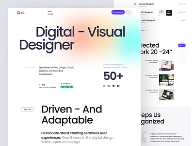 Personal Portfolio Website agency company design designer digital elementor framer gradient landing marketing page portfolio product profile saas startup ui webflow website wordpress