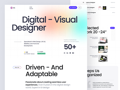 Personal Portfolio Website agency company design designer digital elementor framer gradient landing marketing page portfolio product profile saas startup ui webflow website wordpress