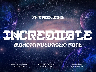 Incrediible – Futuristic Font ai brand cyber design echo font future futuristic intelligence modern new robot tech technology trend typeface typography unique vintage web