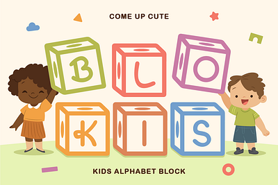 Blokis alphabet block branding children custom font customize font educational material font font custom font design font style fonts fun font kids font lettering opentype playful type design typeface