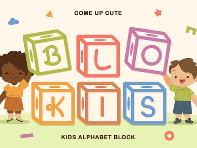 Blokis alphabet block branding children custom font customize font educational material font font custom font design font style fonts fun font kids font lettering opentype playful type design typeface