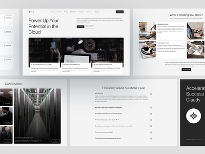 Claudy - Cloud Service Landing Page branding clean cloud cloud service cloud storage data management database design hosting landingpage minimalist modern secure server security storage ui ux virtual web design website