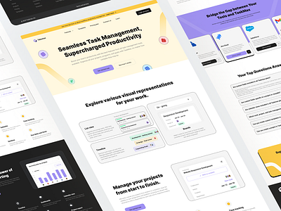 Features - Task Management Marketing SAAS Pages bento business collaboration features framer landing pages marketing productivity project management saas saaspo snipset software solutions task management tools uiux vektora web design workflow