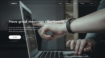 Hero Section Design: Seamless Meeting Management ui