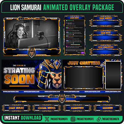 Lion Bushido Stream Overlay | Overlay Esport animal overlay