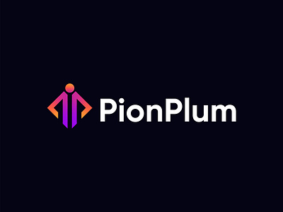 PionPlum Logo abstract shapes ai ai data branding colourful gradient innovation letter logo logo man minimal modern logo p logo personal empowerment software company software solutions software solutions company technology