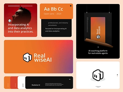 Realwise AI - AI coaching for real estate | Visual Identity agent ai animation artificial intelegent bento grid brand branding branding guideline design graphic design guideline illustration logo motion orange real estate ui vector visual identity