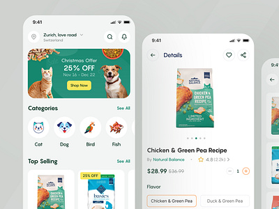 Pet Kibble - Pet Food Ecommerce App android app app design ios ios app mobile app online shopping pet care pet ecommerce pet food pet food app pet food ecommerce pet nutrition pet vet ui uux ux