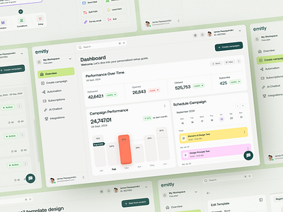 Emitly - Email Marketing CRM Platform agency branding campaign crm dashboard ecommerce email email design email marketing marketing newsletter page builder saas subscription template typography ui ui design ux web app