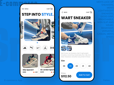 E-commerce Mobile App app app design e commerce e commerce design ecommerce app fahim fashion app mob mobile app mobile app design online online shopping online store shoes ui