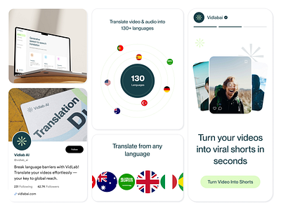 VidLab AI - AI Voice Translator 3d ai application ai dashboard ai video ar image to video landingpage text to video translation ai video generator voice translation vr web app