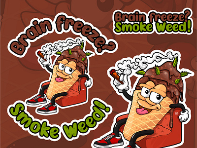 Weed IceCream Cartoon Character cartoon cartoon icecream character icecream joint smoke weed