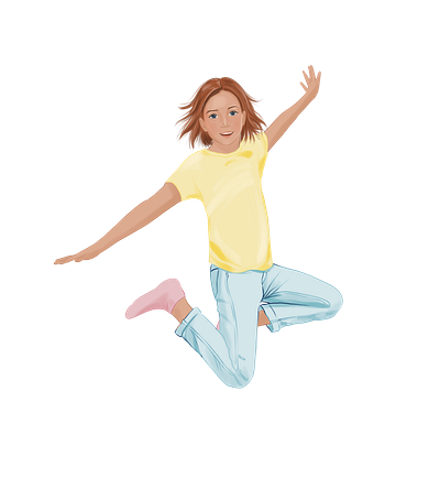 Happy girl jumping book illustration character illustration children illustration illustration