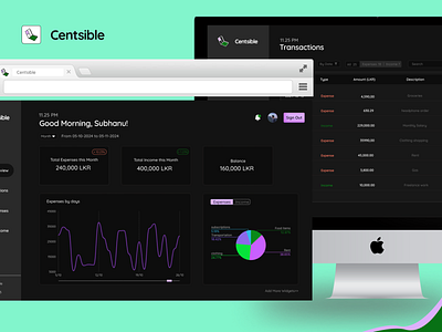 Personal Finance Tracker - Centsible bank dashboard budget app darkmode dashboard expense tracker finance finance dashboard finance tracker fintech money management personal budget transactions ui web app website