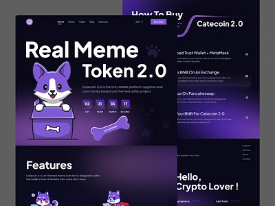 Meme Coin - Landing Page🔥 coin coinmarketcap crypto defi design exchange header illustration marketcap meme meme chain pepe token trend ui uidesign uiux web web3 website