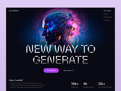 AI Image Generation Website Design ai ai generate ai generated ai generated image ai image ai ui ai web ai web design ai website ai website design artificial intelligence design fluttertop generate ai image generation image generator web web design webdesign website design